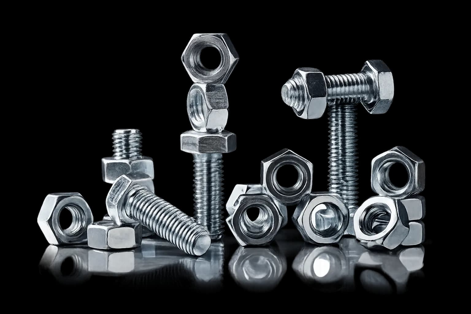 Stack of premium bolts, nuts, screws and washers – Dwarka Fasteners